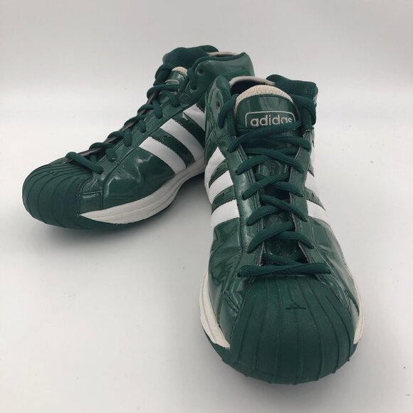 Vintage ADIDAS Pro Model Green Patent Leather Basketball Shoes 2002 US 12M EUC - Picture 1 of 11